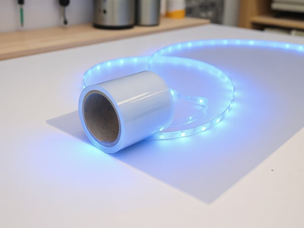 Roll of micro-LED film on adhesive backing before deployment.